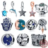 925 sterling silver woman jewelry ocean series narwhal charm starfish ocean waves & fish beads fit