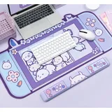 Extra Large Kawaii Gaming Mouse Pad Cute Rabbit Ear XXL Desk Mat With Wrist Rest Water Proof Nonslip