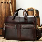 WESTAL Men's Briefcases Men's Bags Genuine Leather Lawyer/office Bag for Men Laptop Bag Leather