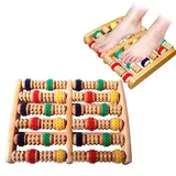 3 6 Row Wooden Foot Massager Roller Heath Therapy Acupressure Relax Massage Pain Stress Relief