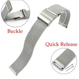 Quick Release Stainless Steel Watch Band 16mm 18mm 20mm 22mm Mesh Milanese Bracelet Metal Folding