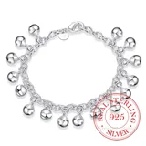 925 Sterling Silver Bracelet Korean Cute Jingle Bells Charm Bracelets & Bangles Chains For Men and