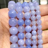 Natural Blue Angelite Jades Stone Beads Round Loose Spacer Beads For Jewelry Making DIY Bracelet
