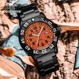 Addies Dive Men Fashion Casual Watch Calendar Display 50m Waterproof Tube Luminous Watch Orange Dial