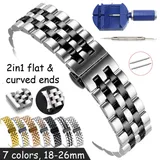 Flat and Curved End Watch Band 18 19 20 21 22mm 24mm 26mm Stainless Steel Watch Strap Butterfly