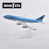 JASON TUTU 16cm Korean Air Boeing 747 Plane Model Aircraft Diecast Metal 1/400 Scale Airplane Model