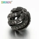6mm/8mm/12mm Brass Cubic Zirconia Round Ball Beads DIY Women Necklace Pendant Jewelry Accessory