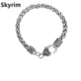 Skyrim DIY 20cm Length Wheat Chain Bracelet Antique Silver Plated Heart Lobster Claw Clasp Thick