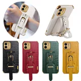 6D Crocodile Leather Adjustable Wrist Strap Phone Case For Iphone 12 13 Pro 11 ProMax 6S 7 8 Plus X