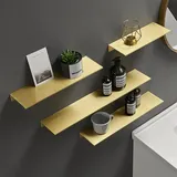 Brushed Gold Metal Bathroom Shelf Wall Storage Rack Washstand Drilling Large Wall Shelf for Storage