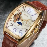 Luxury Automatic Mechanical Watches Men Moon Phase Skeleton Retro Self Winding Wristwatch Male Gold