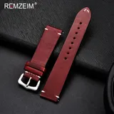 REMZEIM Cow Leather Watchband 18mm 20mm 22mm 24mm Vintage Leather Men Women Replacement Bracelet