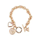 GUESS Women's Gold Tone and Crystal Link Toggle Bracelet