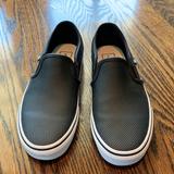 Vans Shoes | Cans Womens Black Perforated Leather Slip On Tennis Shoes | Color: Black/White | Size: 7.5