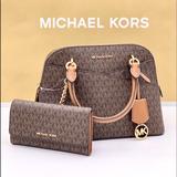 Michael Kors Bags | Michael Kors Medium Dome Satchel Crossbody And Wallet Set | Color: Brown/Gold | Size: 11.5w X 8.5h X 4.5d