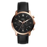 Men's Fossil Neutra Black Leather Strap Watch, Black Dial