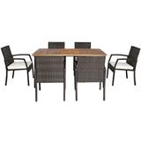 Costway 7PCS Patio Rattan Cushioned Dining Set with Umbrella Hole