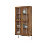 East Urban Home Glenn Display Cabinet Wood in Brown, Size 70.87 H x 35.83 W x 13.78 D in | Wayfair 0FD4B5C6809440CCA4D8CA42FF2D3820
