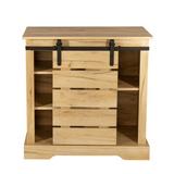 Gracie Oaks 5 Storage Shelves RUSTIC BARN DOOR STYLE Cabinet Wood in Brown, Size 31.89 H x 31.89 W x 15.75 D in | Wayfair
