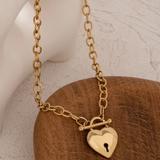 Free People Jewelry | 18k Gold Plated Heart Lock Toggle Link Necklace | Color: Gold | Size: Os