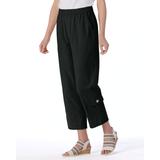 Appleseeds Women's Captiva Button-Pocket Cropped Pants - Black - 1X - Womens
