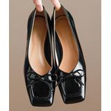 YOUTHJUNE Women's Loafers Black - Black Bow-Accent Leather Pump - Women