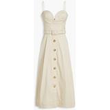 Belted Cotton-blend Gabardine Midi Dress - Natural - Carolina Herrera Dresses