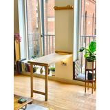 Living Room Table - Warm Wood Murphy Desk Drop Leaf Dining Down Collapsible Workstation Fold-Out