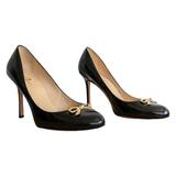Kate Spade Shoes | Kate Spade Stiletto Heels Gold Bow Saffiano Patent Leather Black Women's Size 8 | Color: Black/Gold | Size: 8
