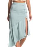 Free People Skirts | Green Slit Satin Skirt Nwt | Color: Green | Size: 10