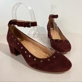 Madewell Shoes | Madewell The Inez Stud Ankle-Strap Shoe In Burgundy Womens Size 6 | Color: Red | Size: 6