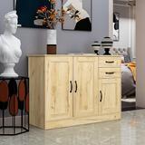 Loon Peak® 43"Wooden Buffet Sideboard Entryway Cabinet w/ Adjustable Shelf,2 Doors,2 Cabinets & 2 Drawers Wood in Brown | Wayfair