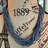 Anthropologie Jewelry | Anthropologie Artisan Multi Strand Glass Seed Bead Necklace | Color: Blue/Silver | Size: Os