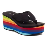 Rocket Dog Crush Rainbow Women's Platform Flip Flop Sandals, Size: 7, Black