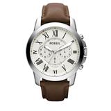Blair Men's Fossil Grant Brown Leather Strap Watch, Egg Shell Dial