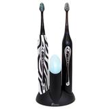 Women's Dual Handle Sonic Rechargeable Toothbrush - Black +Zebra, Zebra Print