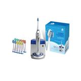 Women's Sonic Rechargeable Toothbrush W/ Uv Sanitizer + 12 Brush Heads Included, Silver Metallic