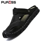 Big Size 48 Men Leather Sandals Summer Classic Men Shoes Slippers Soft Sandals Men Roman Comfortable