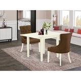 Winston Porter Newsburg Drop Leaf Solid Wood Dining Set Wood/Upholstered Chairs in White | Wayfair 8940A6EDD98D497DB747BBF65805245B