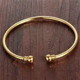Women's Fashion Gold Plated Bangle Bracelet Cuff Popular Simple Open Bangles Two Bead Cuff Bangle