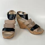 Nine West Shoes | Nine West Leather Cashel Platform Wedge Sandal | Color: Black/Tan | Size: 8.5