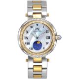 South Sea Crystal Moon Phase Stainless Steel Bracelet Watch - Metallic - Porsamo Bleu Watches