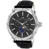 Nycm21 Moon Phase Leather Strap Watch - Black - Porsamo Bleu Watches