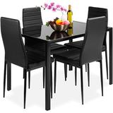 Latitude Run® 5-Piece Kitchen Dining Table Set For Dining Room, Kitchen, Dinette, Compact Space W/Glass Tabletop in Black/Gray, Size 31.0 H in