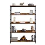 17 Stories [VIDEO] 5-Tier Home Office Bookcase Open Bookshelf Storage Large 5 Shelf Bookshelf Furniture w/ Metal Frame Wood in Brown, Size 68.9 H in