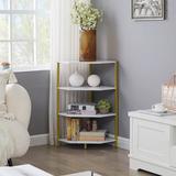 Everly Quinn 4-Tier Corner Bookcase, Floor Standing Bookshelf, Storage Shelf Unit Rack, 31 In Plant Stand For Home Office, Living Room, Kitchen