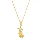 "10k Gold Praying Hands & Cross Pendant Necklace, Women's, Size: 13"", Yellow"
