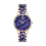 Anne Klein Women's Round Navy Mother of Pearl Dial Rose Gold Watch, No Size