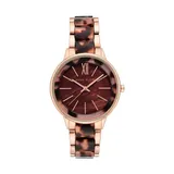 Anne Klein Women's Round Navy Mother of Pearl Dial Rose Gold Watch