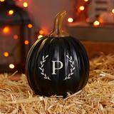 Personalization Mall Laurel Initial Personalized Monogram Pumpkins Resin in Black, Size 6.5 H x 5.5 W x 5.5 D in | Wayfair 27461-SB